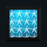 Starfish Patronen Beach Coastal Glittery Blue Cute Cadeaudoosje<br><div class="desc">Ontworpen met zetmeelpatronen op een gloeiblauwe achtergrond!</div>