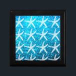 Starfish Patronen Beach Coastal Glittery Blue Cute Cadeaudoosje<br><div class="desc">Ontworpen met zetmeelpatronen op een gloeiblauwe achtergrond!</div>