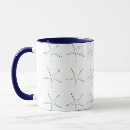 Starfish Patronen Blauwgroen Blauw Wit Nobelgeluid Mok (Links)