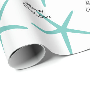 Starfish Patronen Blauwgroen strand Cadeaupapier