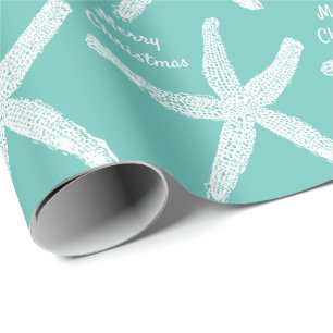 Starfish Patronen Blauwgroen White Beach Merry ker Cadeaupapier