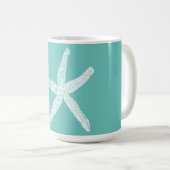 Starfish Patronen Blauwgroen White Beach Merry ker Koffiemok (Voorkant rechts)