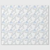 Starfish Patronen Blue White Beach Merry kerst Cadeaupapier (Vlak)