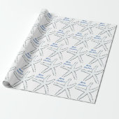 Starfish Patronen Blue White Beach Merry kerst Cadeaupapier (Uitgerold)