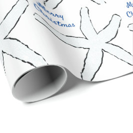 Starfish Patronen Blue White Beach Merry kerst Cadeaupapier