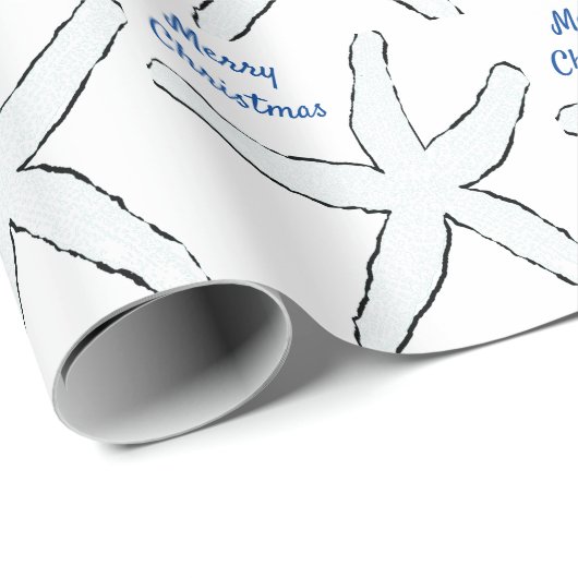Starfish Patronen Blue White Beach Merry kerst Cadeaupapier (Rol Hoek)