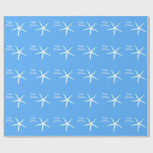 Starfish Patronen Happy Birthday Nautical Blue Cadeaupapier (Vlak)