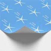 Starfish Patronen Happy Birthday Nautical Blue Cadeaupapier (Hoek)