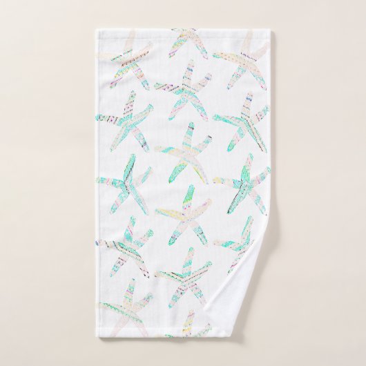 Starfish Patronen Kuststrand Blauwgroen Blauw Wit Bad Handdoek (Handdoek)