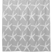 Starfish Patronen Nautical Beach Grey White Douchegordijn (Voorkant)
