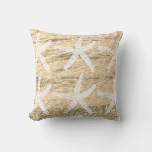 Starfish Patronen Nautical Sandy Beach Ocean Water Buitenkussen