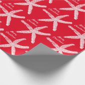 Starfish Patronen Red White Beach Merry kerst Cadeaupapier (Hoek)