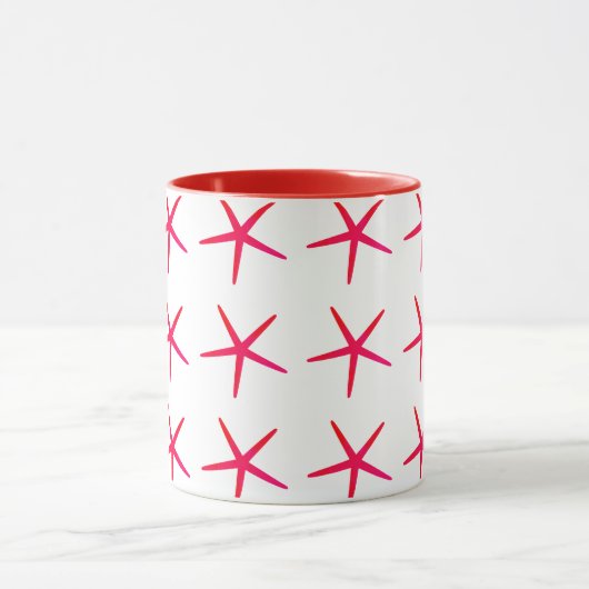 Starfish Patronen roze rode witte nodulaire schelp Mok (Midden)