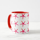 Starfish Patronen roze rode witte nodulaire schelp Mok (Voorkant links)