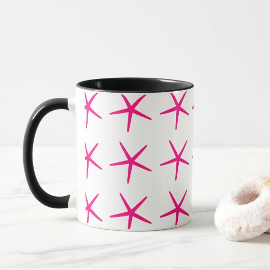 Starfish Patronen roze witte zwarte luis Mok (Met donut)