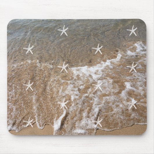 Starfish Patronen White Water Beach Nautical Gift Muismat (Voorkant)
