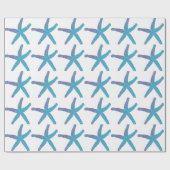 Starfish Patroon Blauwgroen roze witte kerst Cadeaupapier (Vlak)