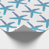 Starfish Patroon Blauwgroen roze witte kerst Cadeaupapier (Hoek)