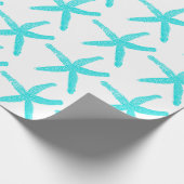 Starfish Patroon Licht Blauwgroen Witte Kerstmis Cadeaupapier (Hoek)