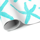 Starfish Patroon Licht Blauwgroen Witte Kerstmis Cadeaupapier (Rol Hoek)