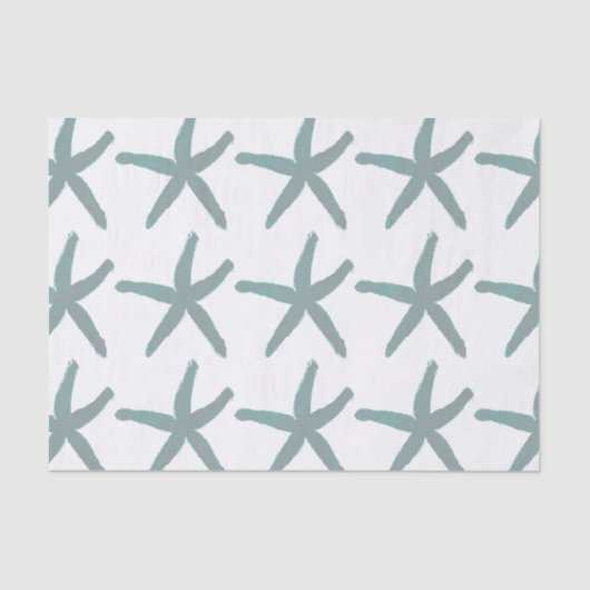 Starfish Pattern Beach Blauwgroen Blauw Grijs Wit  Tissuepapier (Voorkant)