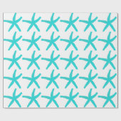 Starfish Pattern Beach Blauwgroen blauw Kerstfeest Cadeaupapier (Vlak)