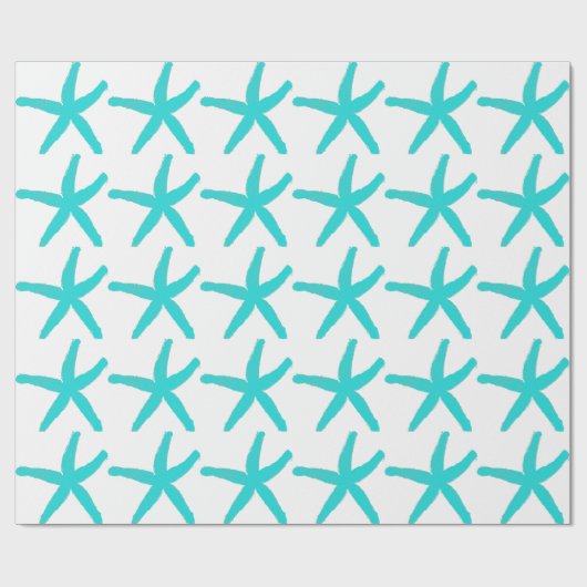 Starfish Pattern Beach Blauwgroen blauw Kerstfeest Cadeaupapier (Vlak)