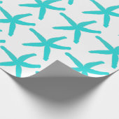 Starfish Pattern Beach Blauwgroen blauw Kerstfeest Cadeaupapier (Hoek)