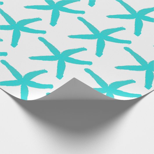 Starfish Pattern Beach Blauwgroen blauw Kerstfeest Cadeaupapier (Hoek)