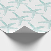 Starfish Pattern Beach Coastal Blauwgroen Blue Whi Cadeaupapier (Hoek)