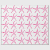 Starfish Pattern Beach Coastal Hot Pink White Cadeaupapier (Vlak)