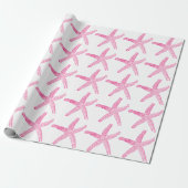 Starfish Pattern Beach Coastal Hot Pink White Cadeaupapier (Uitgerold)