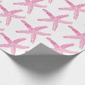 Starfish Pattern Beach Coastal Hot Pink White Cadeaupapier (Hoek)