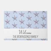 Starfish Pattern Beach House Aangepaste familienaa Deurmat (Voorkant)