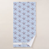 Starfish Pattern Beach House Aangepaste naam Badhanddoek (Badhanddoek)