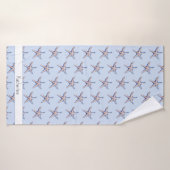 Starfish Pattern Beach House Aangepaste naam Badhanddoek (Badhanddoek)