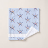Starfish Pattern Beach House Custom Paar Naam Bad Handdoek (Wasdoekje)