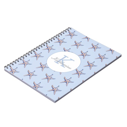 Starfish Pattern Beach Marine Custom Name Notitieboek (Linkerzijde)