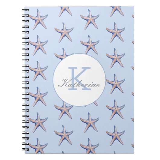 Starfish Pattern Beach Marine Custom Name  Notitieboek (Voorkant)