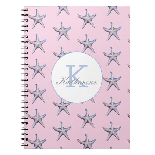 Starfish Pattern Beach Marine Custom Name  Notitieboek (Voorkant)