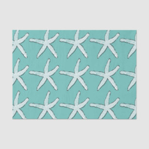 Starfish Pattern Beach Nautical Coastal Blauwgroen Tissuepapier