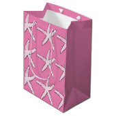Starfish Pattern Beach roze witte kerst 2020 Medium Cadeauzakje (Voorkant Gekanteld)