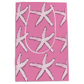 Starfish Pattern Beach roze witte kerst 2020 Medium Cadeauzakje (Voorkant)