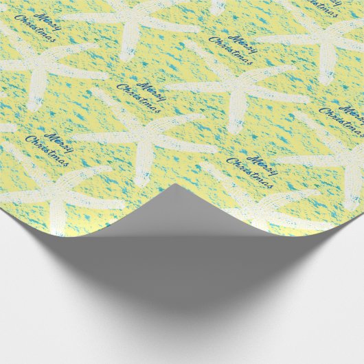 Starfish Pattern Blauwgroen Yellow Beach Merry ker Cadeaupapier (Hoek)