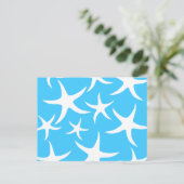 Starfish Pattern, Bright Turquoise Blue en White. Briefkaart (Staand voorkant)