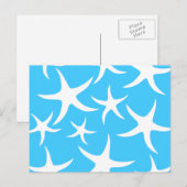 Starfish Pattern, Bright Turquoise Blue en White. Briefkaart (Voorkant / Achterkant)