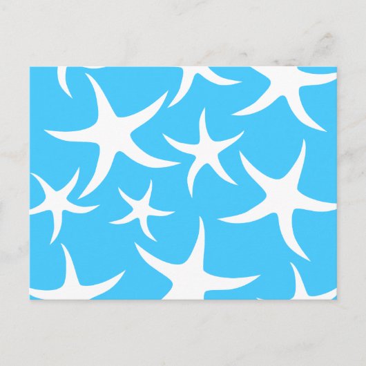 Starfish Pattern, Bright Turquoise Blue en White. Briefkaart (Voorkant)