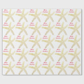 Starfish Pattern Gold White Golden Merry kerst Cadeaupapier (Vlak)