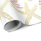 Starfish Pattern Gold White Golden Merry kerst Cadeaupapier (Rol Hoek)
