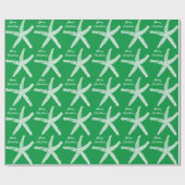 Starfish Pattern Green White Beach Merry kerst Cadeaupapier (Vlak)